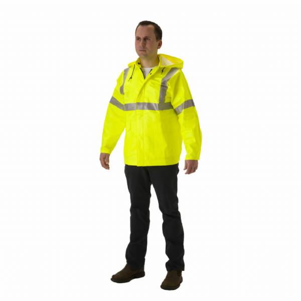 CLASS 3 FR RAIN JACKET WITH HOOD & D-RING HOLE FOR FALL PROTECTION